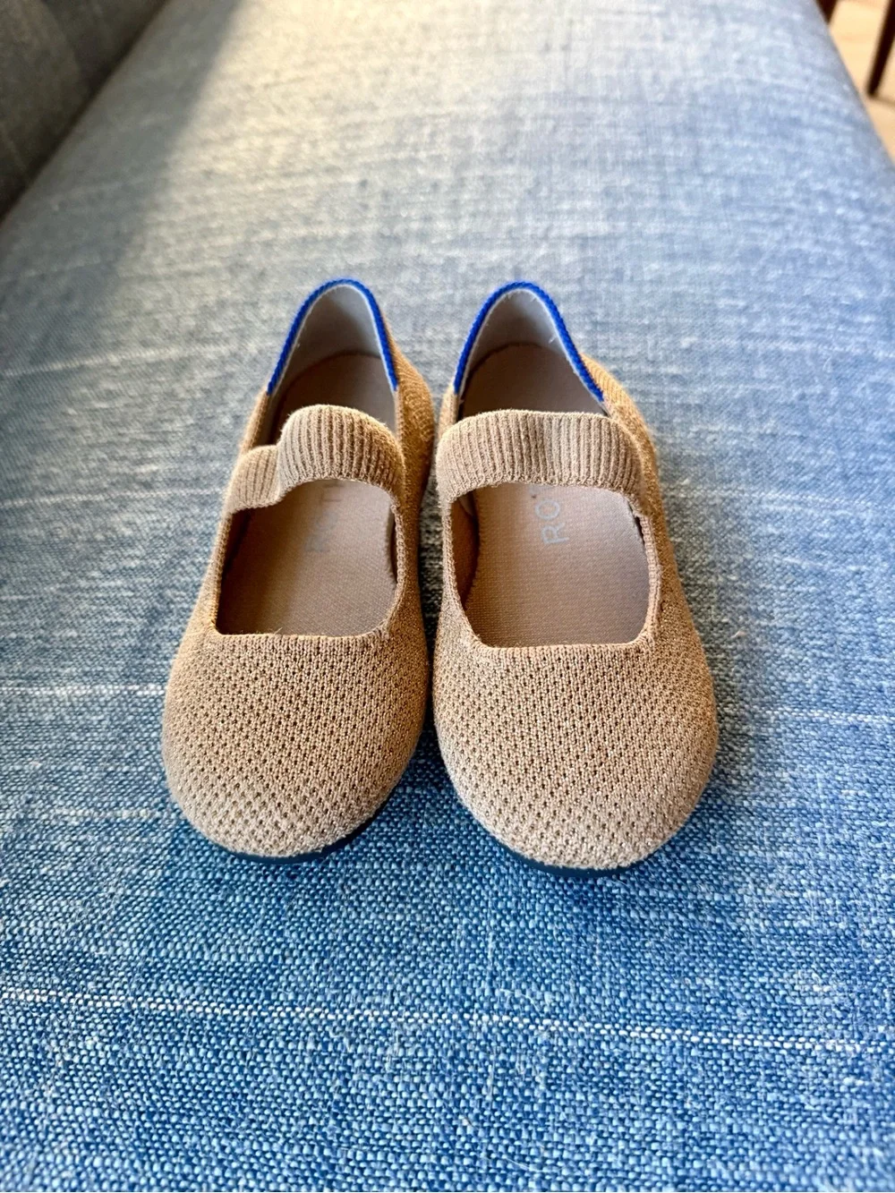 Rothy's Kids Tan Knit Mary Jane Shoes